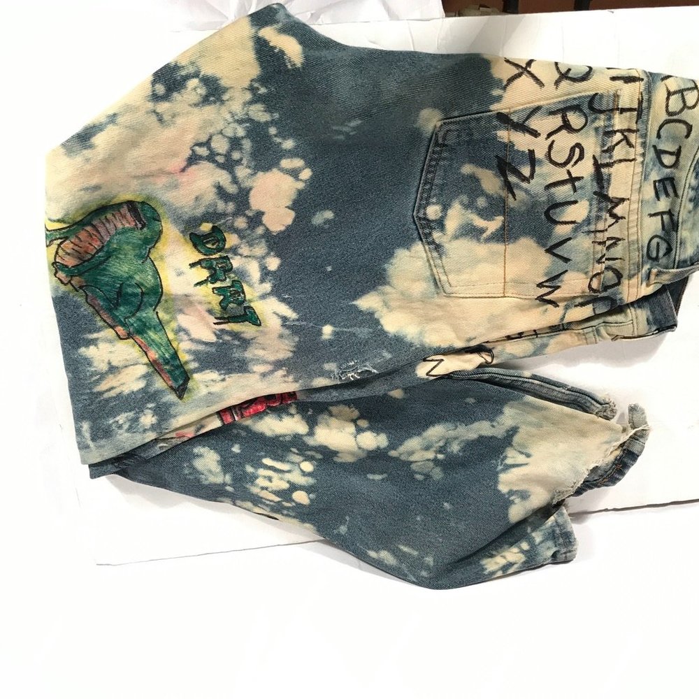 Stranger Things Hand Painted Jeans Tie Dyed 34x34 - Picture 10 of 15